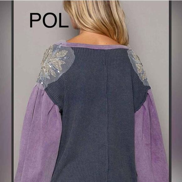 POL"Boho Chic Patchwork Balloon Sleeve Top" - Picture 3 of 5